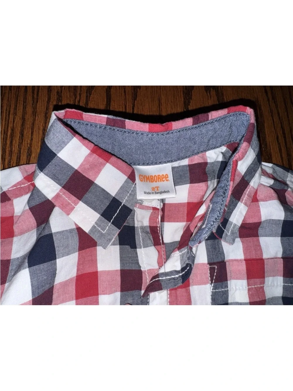 NWT Boys 2T Long Sleeve Plaid Button Up Down Red White Dress Shirt Gymboree